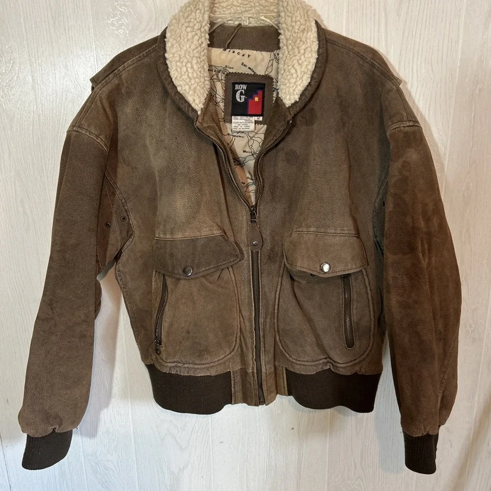 Row G Medium Vintage Pig Skin Leather Jacket Coat Brown
